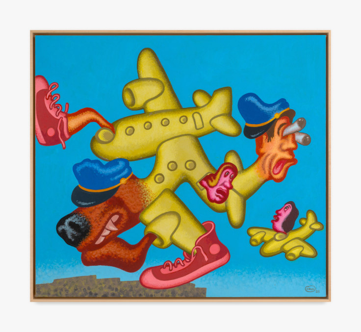 Painting by Peter Saul titled Her Worst Flight from 2023