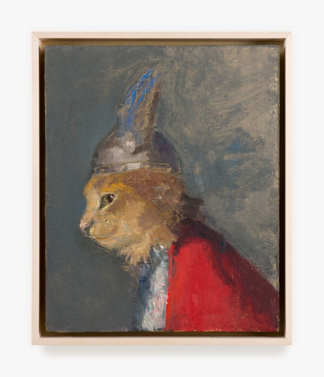 Painting titled Cat in Knight's Costume by Seth Becker from 2022.