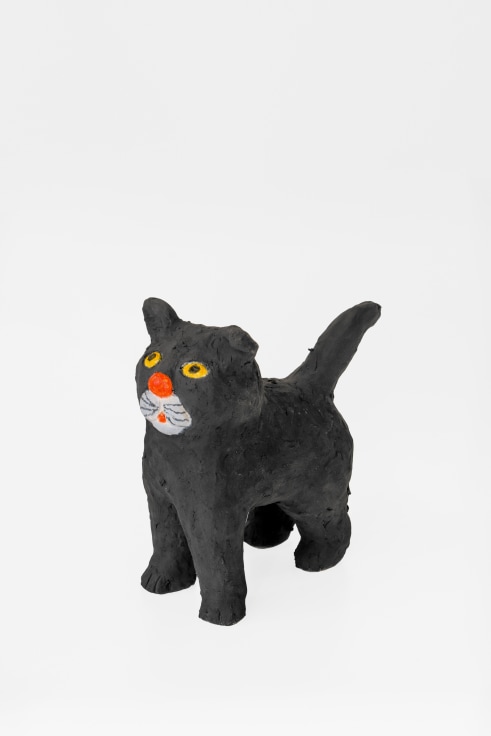 Sculpture by Sally Saul titled Black Cat from 2023