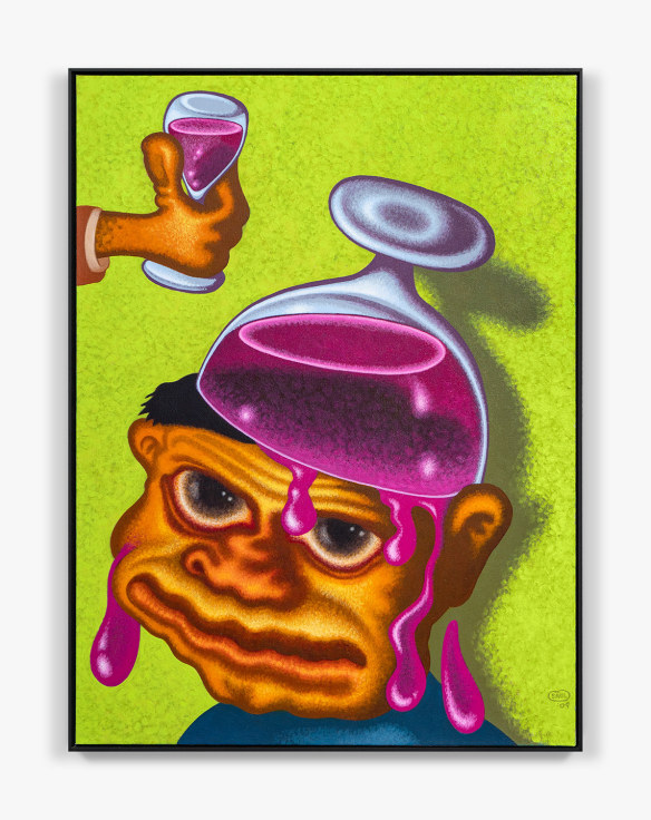 Painting by Peter Saul titled One Too Many from 2009