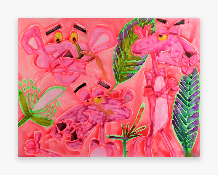Katherine Bernhardt Three Pink Panthers, 2016