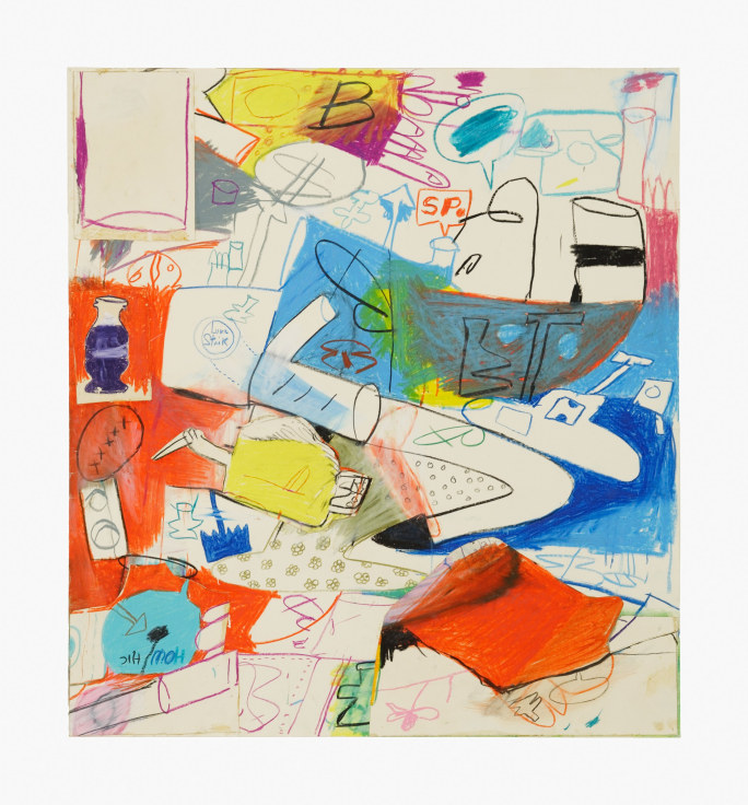 Work on paper by Peter Saul titled Untitled (Lucky Strike) from 1960