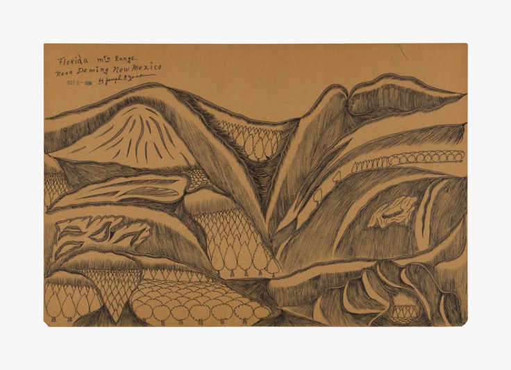 Drawing by Joseph Yoakum titled &quot;Florida mtn Range near Deming new Mexico&quot; from 1964