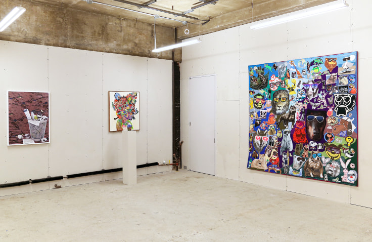 Installation view of Made in Space, curated by Peter Harkawik and Laura Owens, Venus Over Manhattan, New York, 2013