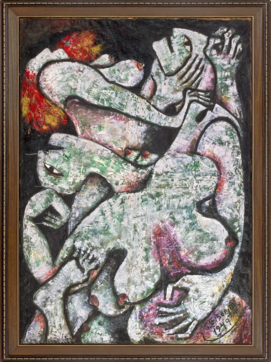 Painting by Maryan titled Crematoire a Auschwitz from 1948