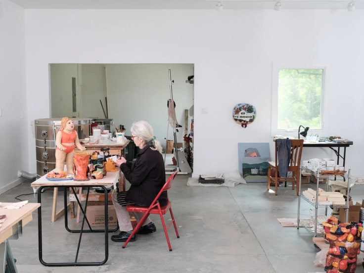 Sally Saul at work in her studio