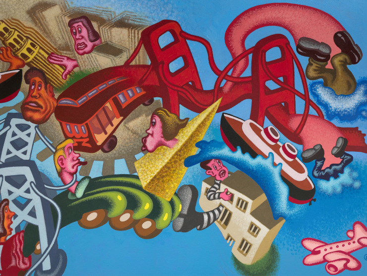 Painting by Peter Saul titled San Francisco Earthquake from 2024