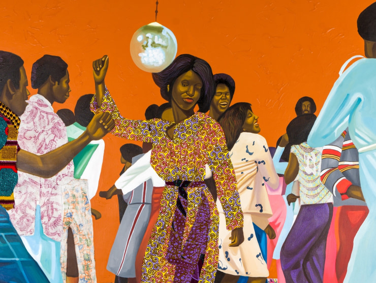 Detail of a painting by Cornelius Annor titled A Night with Fela from 2022