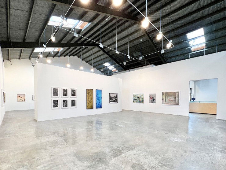 Installation view of Danziger Gallery with framed photographs hanging on walls.