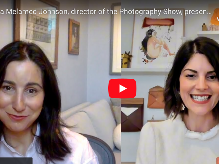 Two brunette women smile in a joint video call for The Photography Show's return to the Park Avenue Armory.