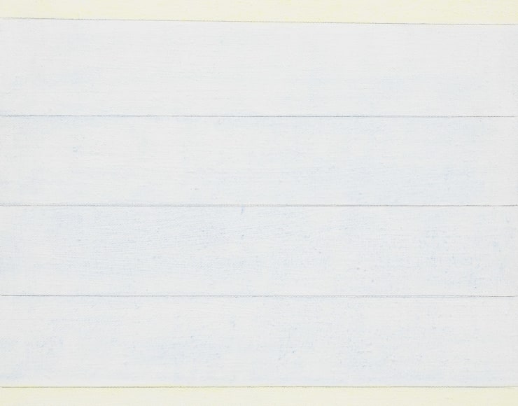 Agnes Martin Untitled, circa 1995-1999 Gesso, acrylic and graphite on linen Framed Dimensions: 12 13/16 x 12 11/16 inches 32.5 x 32.2 cm Image Dimensions: 12 x 12 inches 30.5 x 30.5 cm