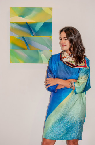 Tavia Atelier x Marina Savashynskaya Dunbar, Galaxy&nbsp;Kimono Dress, 100% Silk