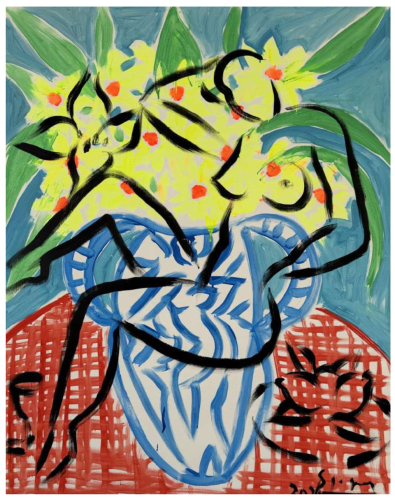 Stefan Szczesny Frauenakt mit Blumenvase, 2024