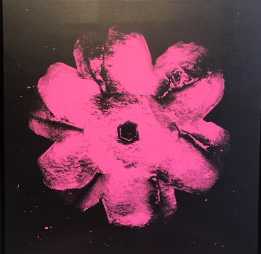 Rubem Robierb (1976), Power Flower N-2 (Light Pink on Black), 2016