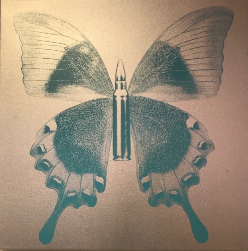 Rubem Robierb (1976), Butterfly I (Light blue on silver), 2016