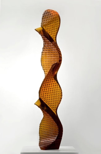 Vladimira Klumpars honey colored cast glass sculpture