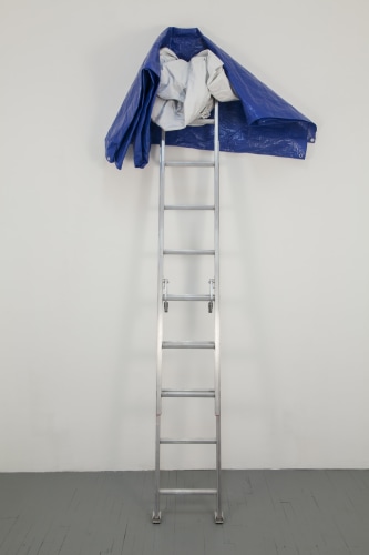 Joe Nanashe, Cloud I, 2018, Ladder, canvas, tarp, Dimensions variable