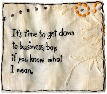 Business embroidery on antique textile