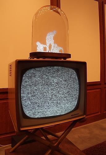 Tube mixed media video sculpture with vintage TV