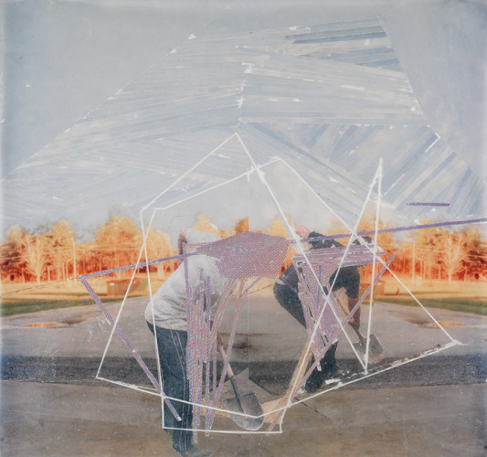 Cement Sucking, mixed media on Mylar