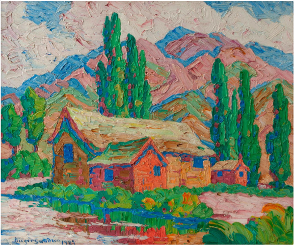 Birger Sandzen, Utah Farm, Logan, Utah, utah landscape, utah historical art