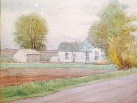 LeConte Stewart, White House with Green Roof, utah artist, utah art, landscape