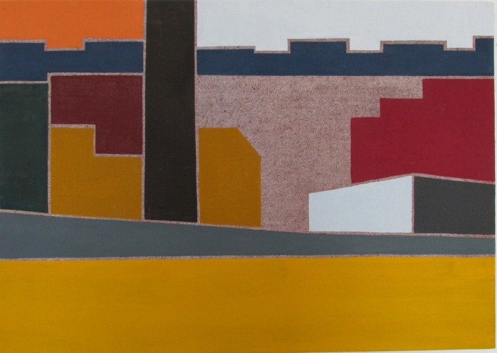 Neighborhood IX, 2014, Egg Tempera on linen, 17x24 inches