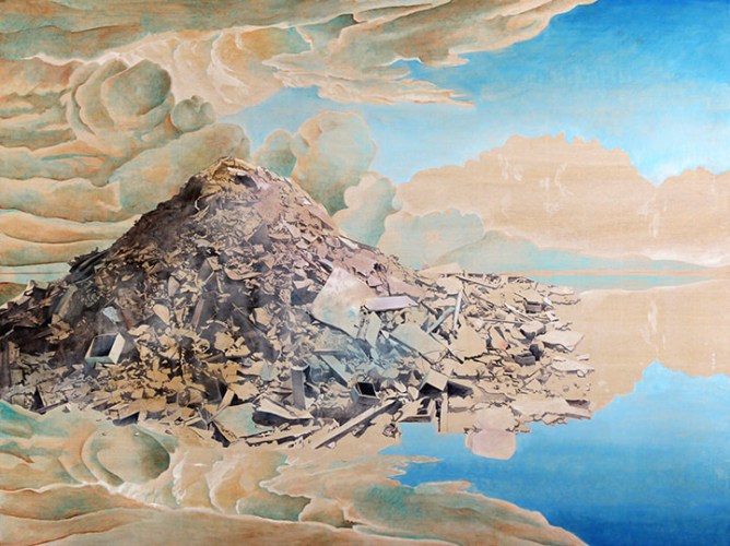 Rebecca Bird, Flood, 2015, Acrylic and oil on panel, 30 x 40 inches