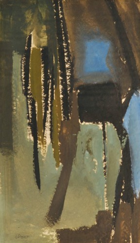 Theodoros Stamos, Untitled, 1954, oil on board, 22 1/4 x13 inches