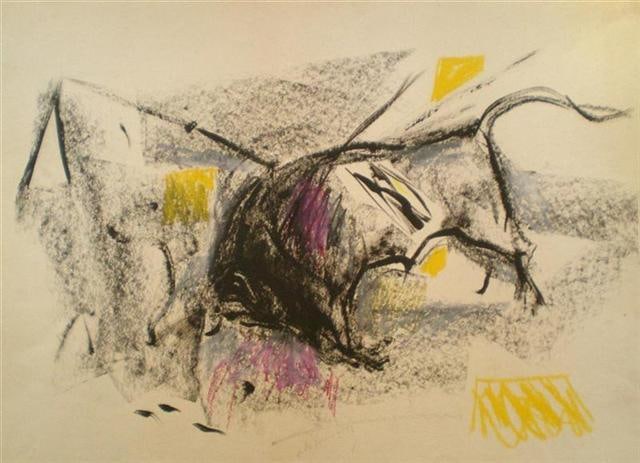 Elaine de Kooning, Bull, 1960, mixed media collage, 18 x 24 inches
