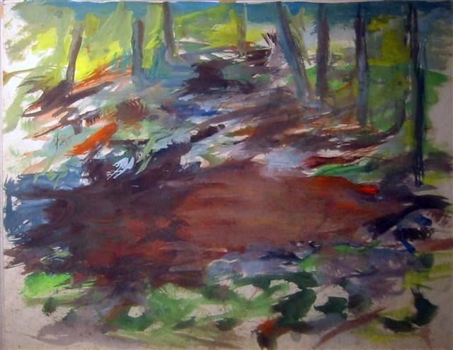 Elaine de Kooning, Rocks and Foliage(Catskill Series), 1965 mixed media on paper, 26 x 32 inches