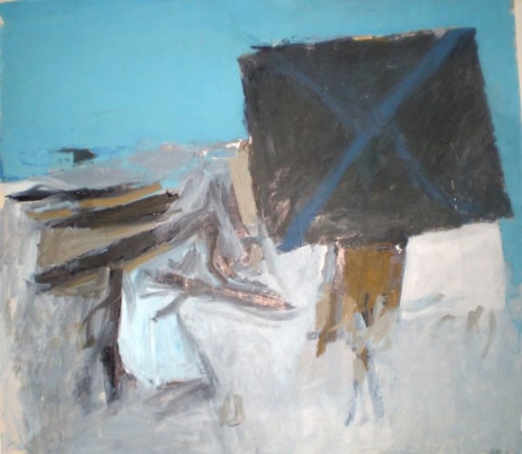 Blue X, 1968, oil on paper, 32 x 36 inches