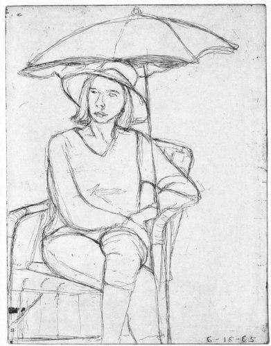 Richard Diebenkorn, #14 (Phyllis on the patio) from 41 Etchings Drypoints, 1965,&nbsp;Hard ground etching and drypoint