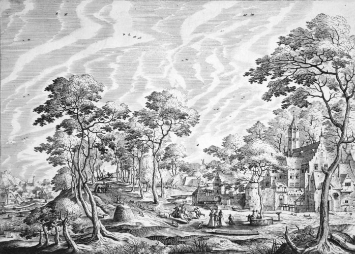 Sounding the Hunt in the Morning (2nd State), 1562  Etching