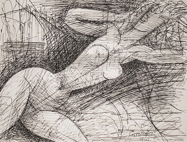 Nu assis, pench&eacute; &agrave; droite