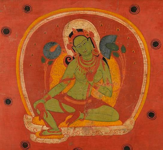 GREEN TARA, SHAKYAMUNI, AND ACHALA (detail)