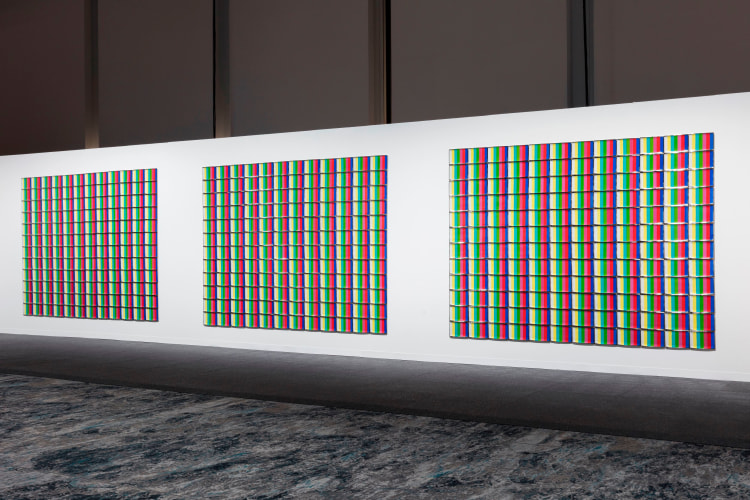 Installation view of Test Pattern: T.V. Dinner Plates from the Miss General Idea Pavillion
