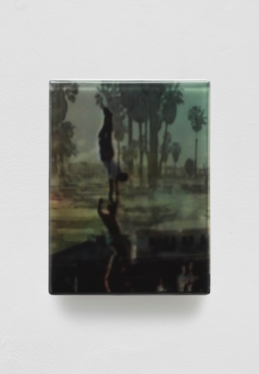 SADIE BENNING,&nbsp;Pain Thing 2,&nbsp;&nbsp;Detail, Sequence 13, Panel 50 (Venice Beach 1), 2019, wood, photographic transparencies, aqua resin and resin, 53 panels/16 sequences, each: 9 3&frasl;4 by 7 1&frasl;4 in. 24.8 by 18.4 cm.
