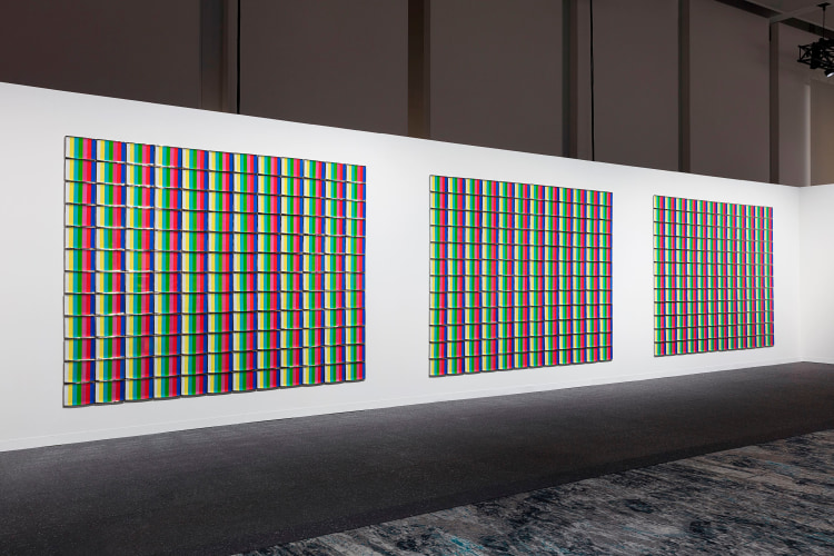 Installation view of Test Pattern: T.V. Dinner Plates from the Miss General Idea Pavillion