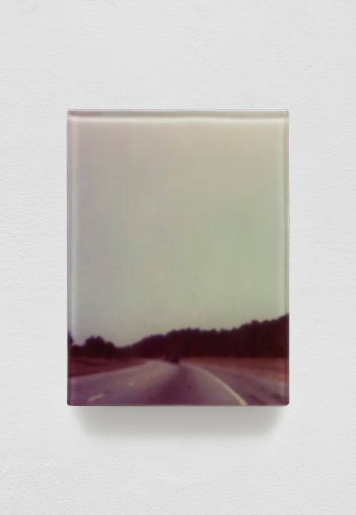 SADIE BENNING,&nbsp;Pain Thing 2,&nbsp;&nbsp;Detail, Sequence 4, Panel 12 (Freeway), 2019, wood, photographic transparencies, aqua resin and resin, 53 panels/16 sequences, each: 9 3&frasl;4 by 7 1&frasl;4 in. 24.8 by 18.4 cm.