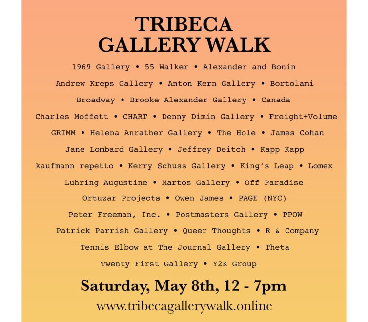 poster listing the different galleries part of the Tribeca Gallery Walk