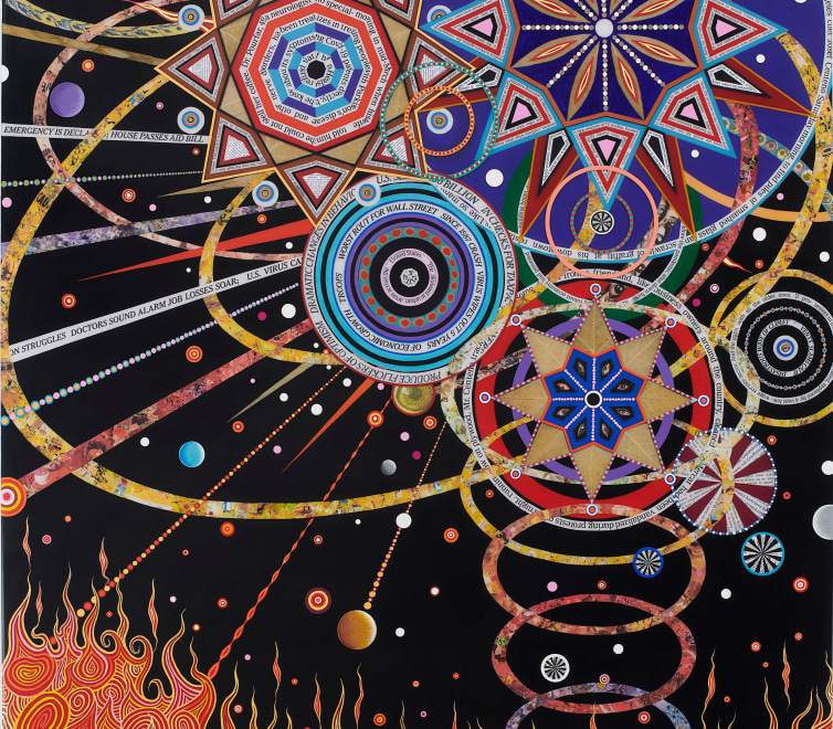 Mixed media work by Fred Tomaselli