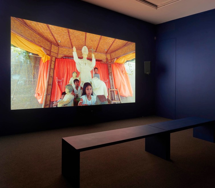 Installation image of Tuan Andrew Nguyen's The Boat People, 2020