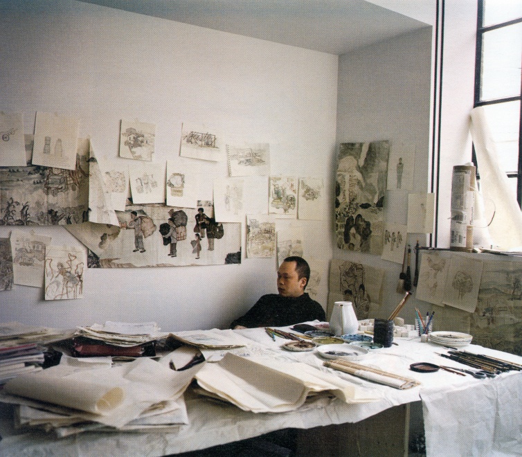 Yun-Fei Ji in his studio