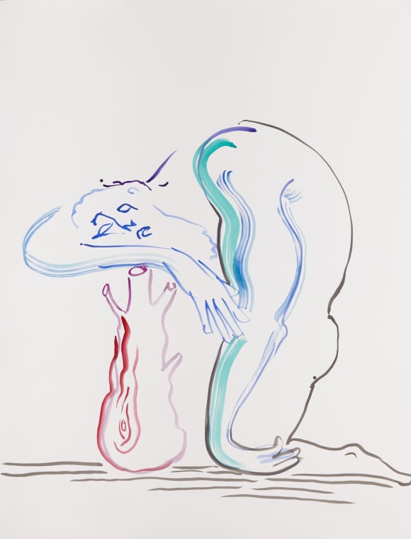 Exhausted Hercules, 2015. Watercolor on paper, 79 x 59 1/4 inches (200.7 x 150.5 cm).