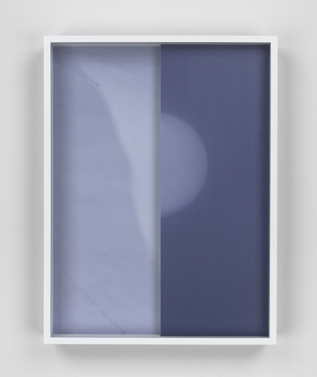 Marble/Moon, 2015. 2 Digital C-prints, one print mounted on aluminum, one on glass, 16 1/2 x 12 1/2 inches (41.9 x 31.8 cm).