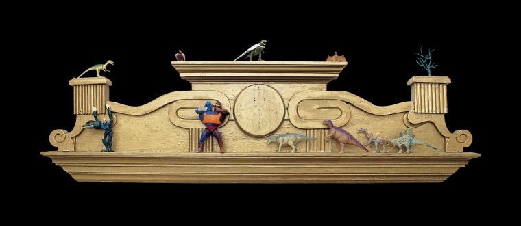 Andy Hope 1930 sculpture of wooden frieze with figurines