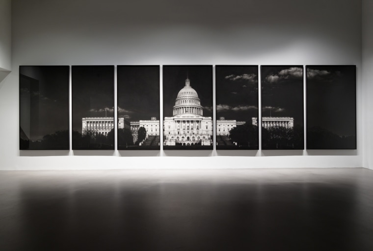Untitled (Capitol), 2012-2013. Charcoal on mounted paper, 7 panels, 121 1/8 x 493 3/8 inches.