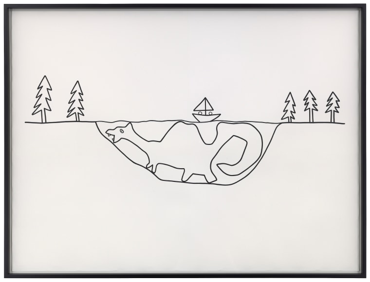 Loch Ness, 2017, Ink on paper, Image 42 x 56 inches (106.7 x 142.2 cm), Frame 43 7/8 x 57 7/8 inches (111.4 x 147 cm)