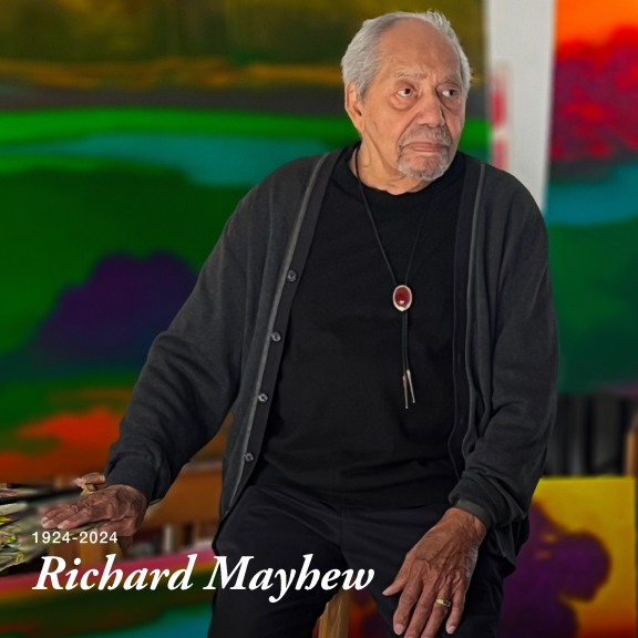 Portrait of Richard Mayhew in his studio